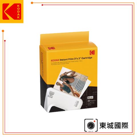 KODAK 柯達 MINI 3 &amp; MINI SHOT3專用KODAK 柯達 MINI 3 &amp; MINI SHOT3專用 3*3吋相片紙連墨盒(30張) 1入 東城代理商公司貨