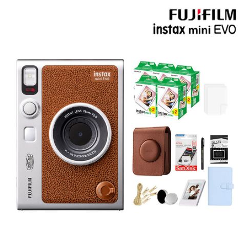 FUJIFILM 富士 【豪華10入組合】 Instax Mini EVO 拍立得相機 印相機 黑色 棕色 (公司貨)