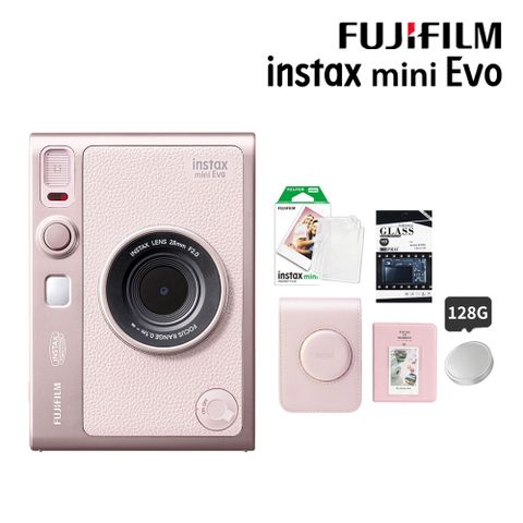 【原廠皮套100張底片組合】FUJIFILM 富士 Instax Mini EVO 拍立得相機 印相機 玫瑰粉 公司貨
