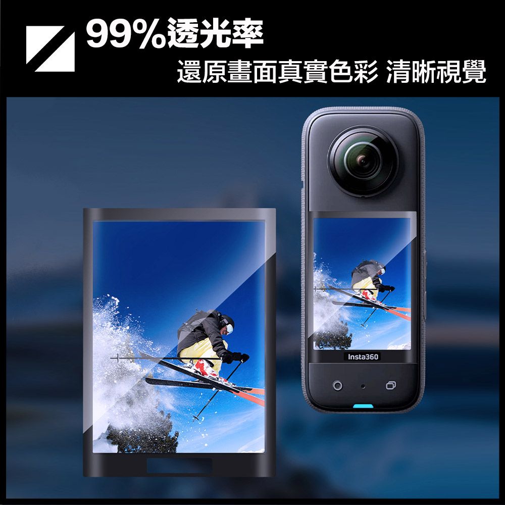 99%透光率還原畫面真實色彩 清晰視覺Insta360