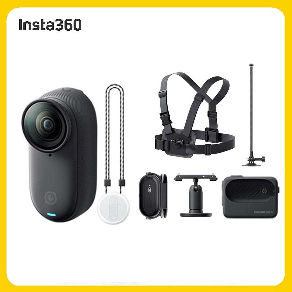 Insta360 GO3S 防抖運動相機128GB星耀黑 滑雪套裝組 (先創公司貨)