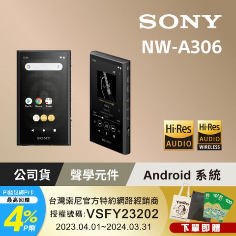✦送7-11商品卡*2+皮質收納袋+帆布袋✦[Sony公司貨 保固12+6] NW-A306 Walkman數位音樂播放器