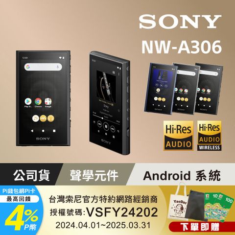 SONY 索尼 [公司貨 保固12+6] NW-A306 Walkman數位音樂播放器