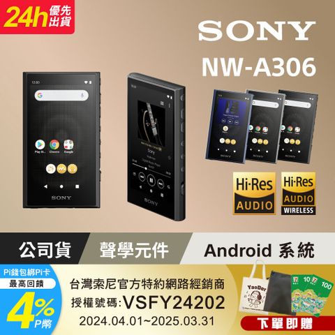 SONY 索尼 [公司貨 保固12+6] NW-A306 Walkman數位音樂播放器