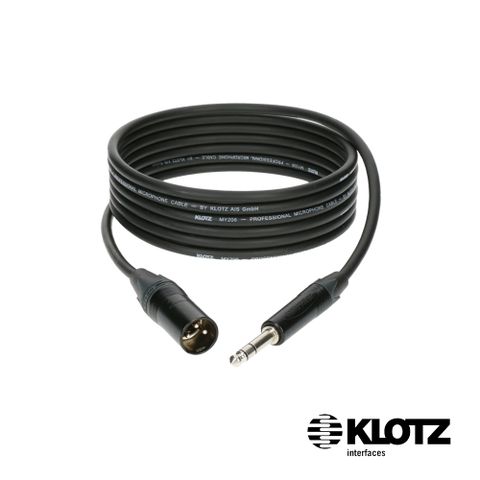 KLOTZ M1 XLR公-6.3mm公 專業麥克風線-黑色 Neutrik 1m