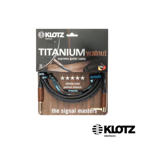 KLOTZ Titanium 6.3mm-L頭 吉他導線-核桃木 3m