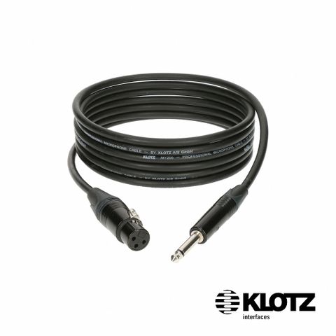 KLOTZ M1 XLR母-6.3mm 專業麥克風線-黑色 Neutrik 10m