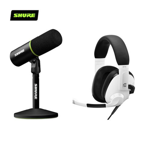 SHURE MV6直播麥克風 + EPOS H3白色電競耳機 組合包