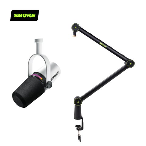 SHURE MV7+動圈麥克風+Gator Broadcast1支架組合包