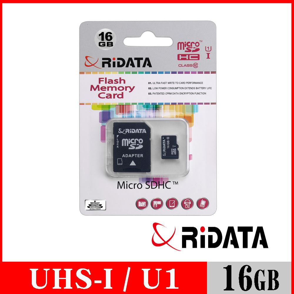 RIDATA 錸德  Micro SDHC UHS-I Class10 16GB 手機專用記憶卡