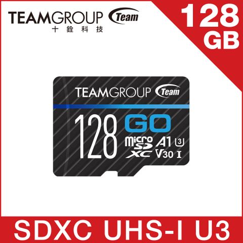TEAM十銓 GO Card 128GB MicroSD UHS-I U3 運動攝影機專用記憶卡 (含轉卡+終身保固)