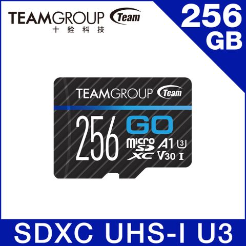 TEAM 十銓 GO Card 256GB MicroSD UHS-I U3 運動攝影機專用記憶卡 (含轉卡+終身保固)