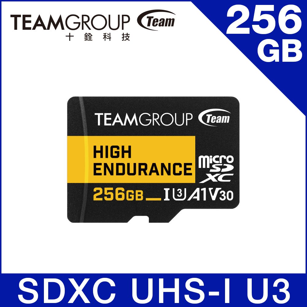 Team 十銓   High Endurance 256GB Micro SDXC UHS-I U3 V30 監控專用記憶卡