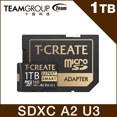 TEAM十銓 T-CREATE EXPERT S.M.A.R.T. Micro SDXC 1TB 記憶卡(含轉卡+終身保固)