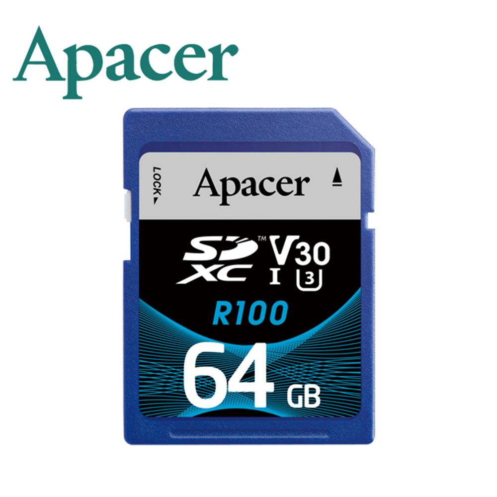 Apacer 宇瞻  64GB SDXC U3 V30 記憶卡(100MB/s)