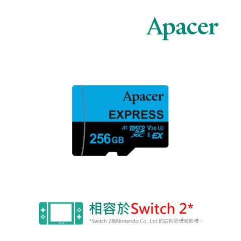 宇瞻 Apacer 256GB MicroSDXC U3 V30 A1高效Switch2記憶卡 (810MB/s) 藍