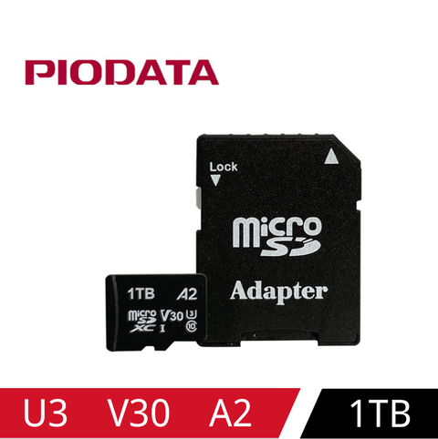 PIODATA 1TB microSDXC UHS-I V30 A2 U3記憶卡 附轉卡