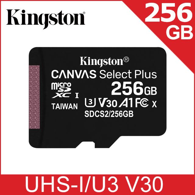 Kingston 金士頓   Canvas Select Plus microSDXC 256GB 記憶卡(SDCS2/256GB)