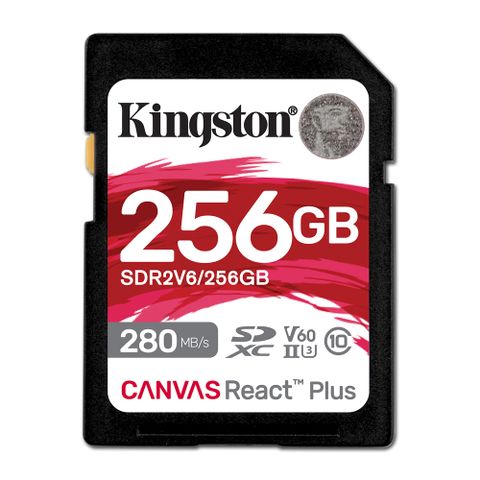 金士頓 Kingston Canvas React Plus SDXC UHS-II 280R/150W V60 256GB 記憶卡(SDR2V6/256GB)