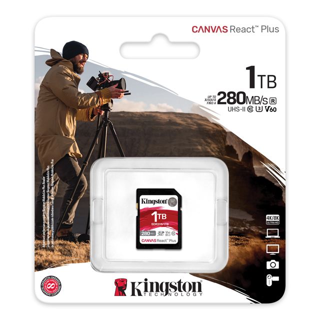 Kingston 金士頓   Canvas React Plus SDXC UHS-II 280R/150W V60 1TB 記憶卡(SDR2V6/1TB)