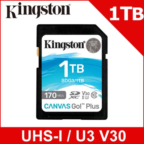 Kingston 金士頓 Canvas Go!Plus SD 記憶卡1TB (SDG3/1TB)