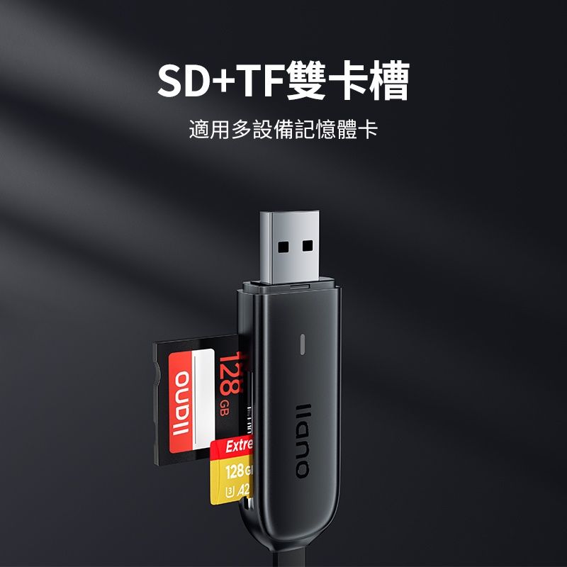 llano 綠巨能   TF/SD雙卡槽 高速傳輸 多功能讀卡器 二合一