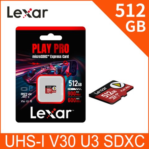 Lexar 雷克沙 PLAY PRO microSDXC Express 512GB 超高速記憶卡(Switch 2專用)