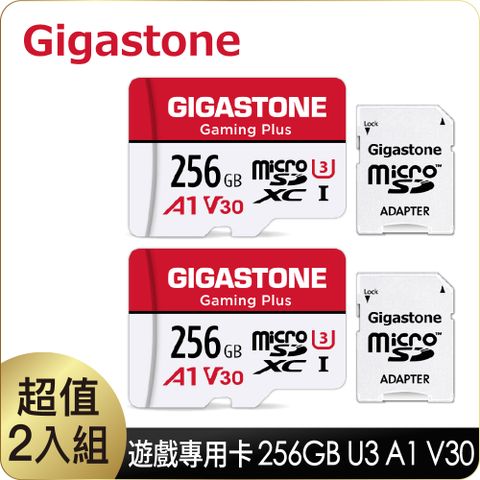 Gigastone 立達 Gaming Plus microSDXC UHS- U3 256GB遊戲專用記憶卡-2入組(256G A1 V30支援Nintendo Switch)