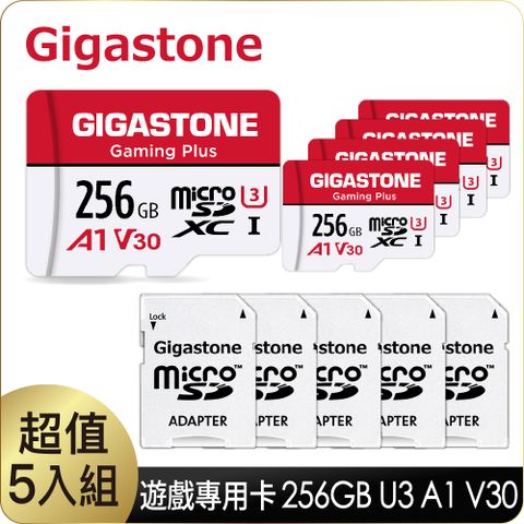 Gigastone 立達 Gaming Plus microSDXC UHS-Ⅰ U3 256GB遊戲專用記憶卡-5入組(256G A1 V30支援Nintendo Switch)