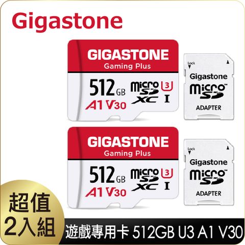 Gigastone 立達 Gaming Plus microSDXC UHS-Ⅰ U3 512GB遊戲專用記憶卡-2入組(512G A1 V30支援Nintendo Switch)