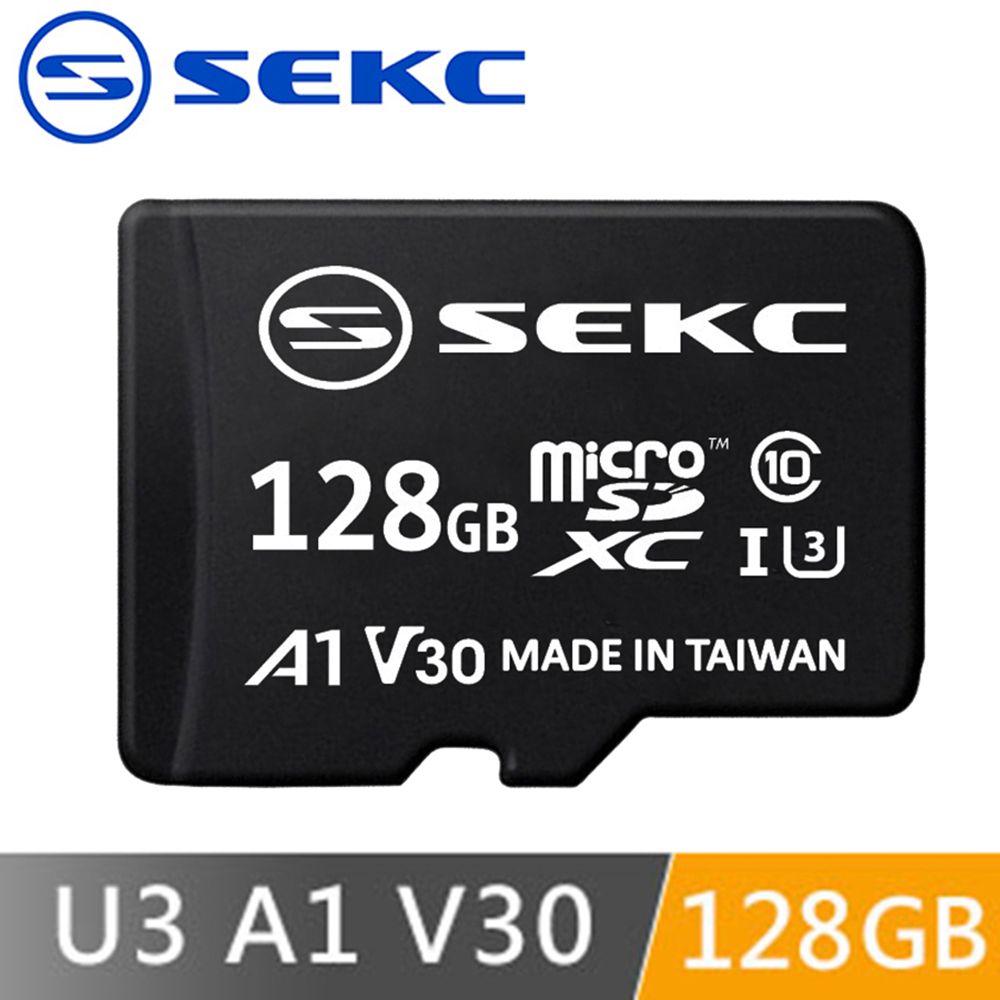 SEKC 128GB MicroSDXC U3 V30 A1 記憶卡-附轉卡
