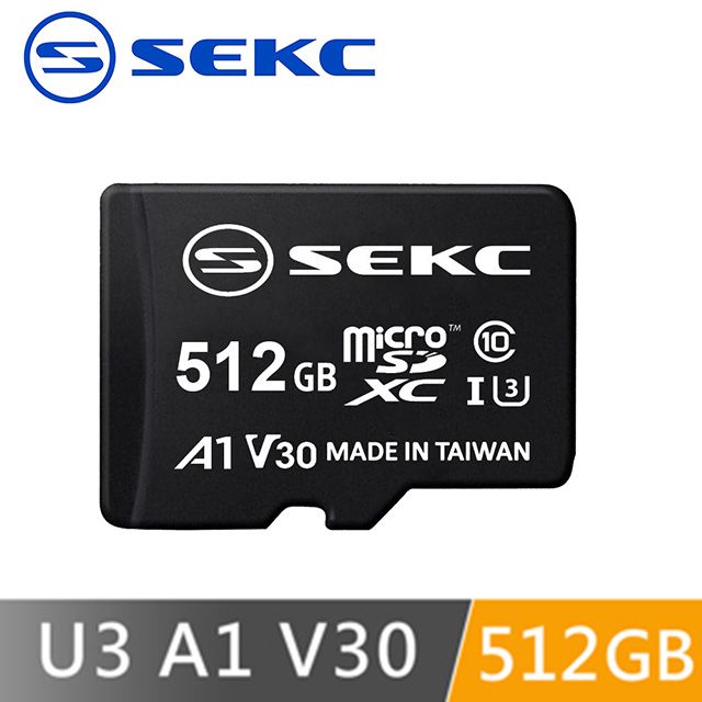 SEKC 512GB MicroSDXC U3 V30 A1 記憶卡-附轉卡