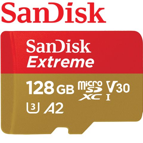 【公司貨】SanDisk 128GB 190MB/s Extreme U3 microSDXC V30 A2 記憶卡(無轉卡)