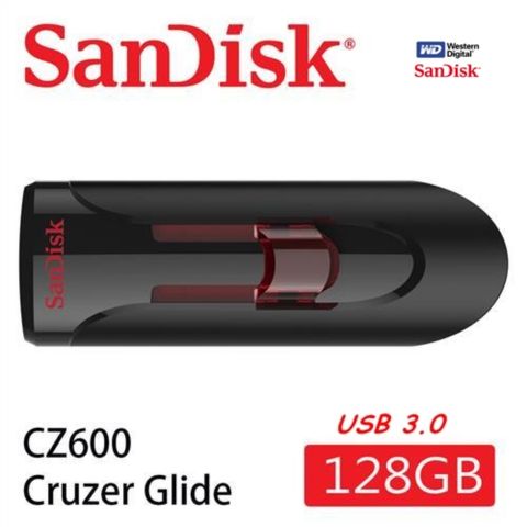 【SanDisk 晟碟】USB3.0 128GB 亮紅LED感應 高速 隨身碟(滑動伸縮接埠) 5年保固