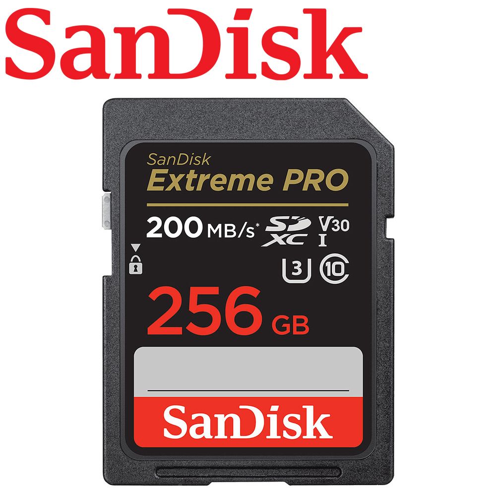 SanDisk 晟碟  256GB 200MB/s Extreme PRO SDXC U3 UHS-I V30 記憶卡