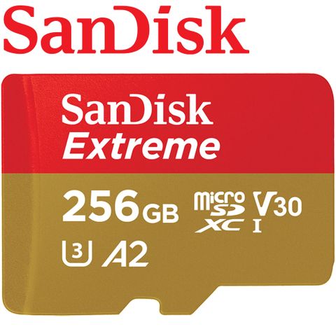 【公司貨】SanDisk 256GB 190MB/s Extreme U3 microSDXC V30 A2 記憶卡(無轉卡)