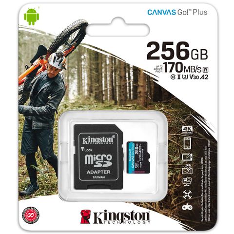 金士頓 KINGSTON 256GB 256G microSDXC Canvas Go Plus 170MB SDCG3/256GB U3 A2 記憶卡