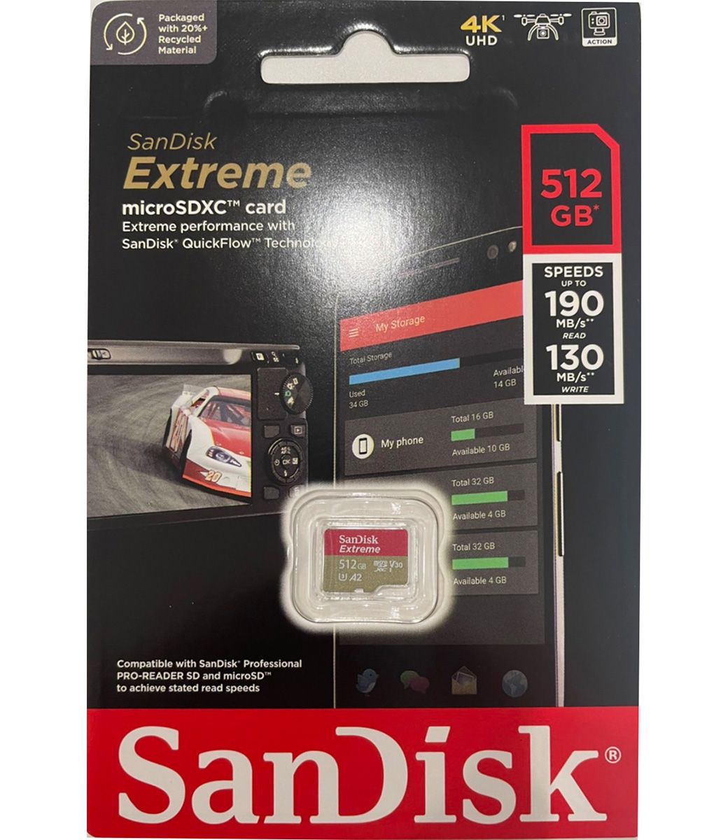 SanDisk 512GB 512G microSDXC【Extreme 190MB/s】UHS 4K U3 V30 A2