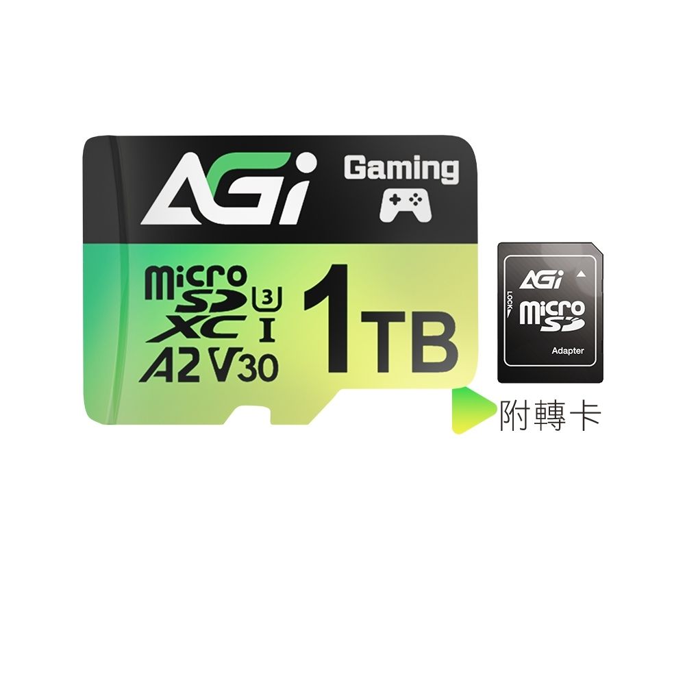 AGI 亞奇雷 TF138 1TB MicroSDXC card UHS-1 U3 V30 A2 記憶卡(讀寫170/160MBs 附轉卡)