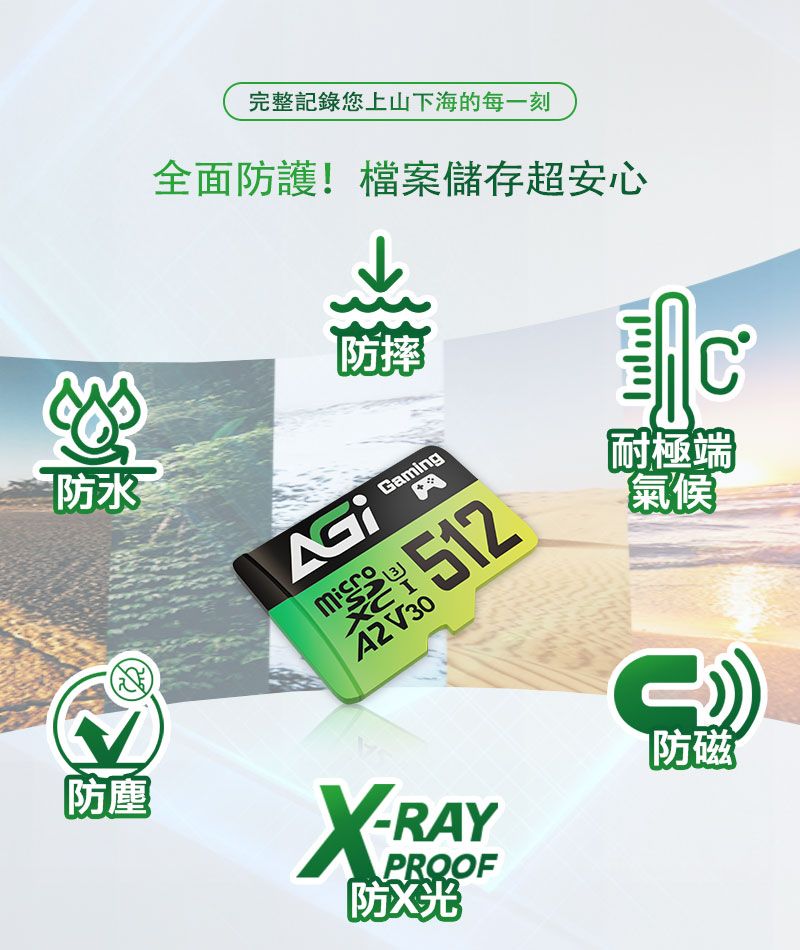 完整記錄您上山下海的每一刻全面防護!檔案儲存超安心防摔防水防塵GamingCIA2V30 512XRAYPROOF防X光C耐極端【氣候】防磁
