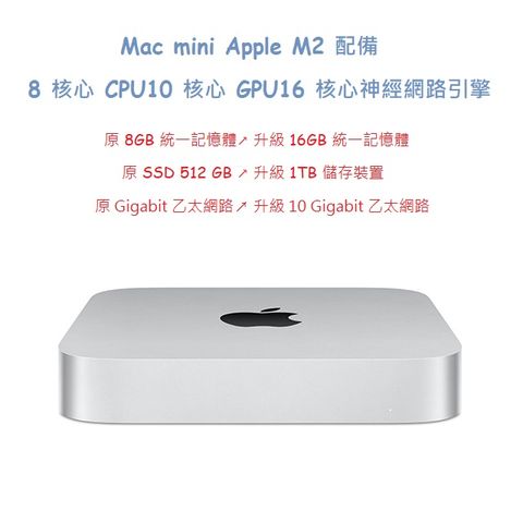 Mac mini Apple M2 配備 8 核心 CPU10 核心 GPU16 核心神經網路引擎