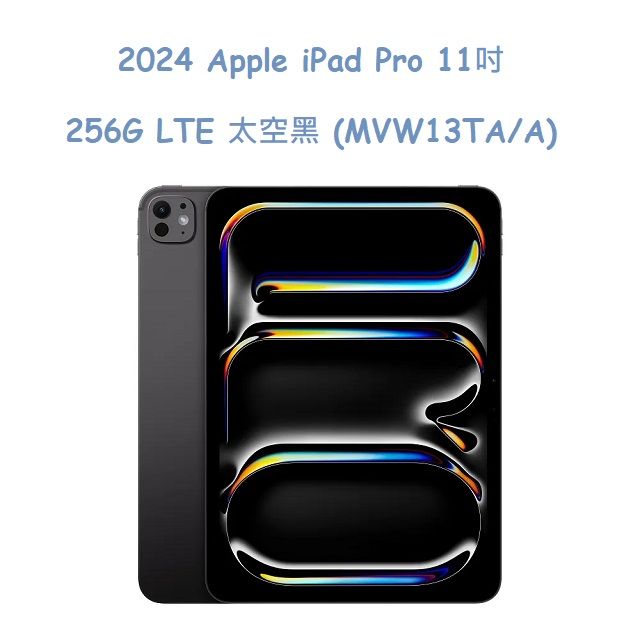  2024 Apple iPad Pro 11吋 256G LTE 太空黑 (MVW13TA/A)