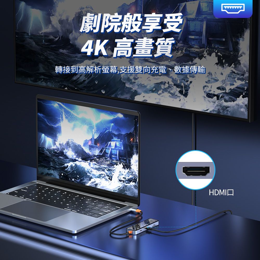 WiWU Cyber系列 USB-C HUB 透明八合一多功能集線器CB008