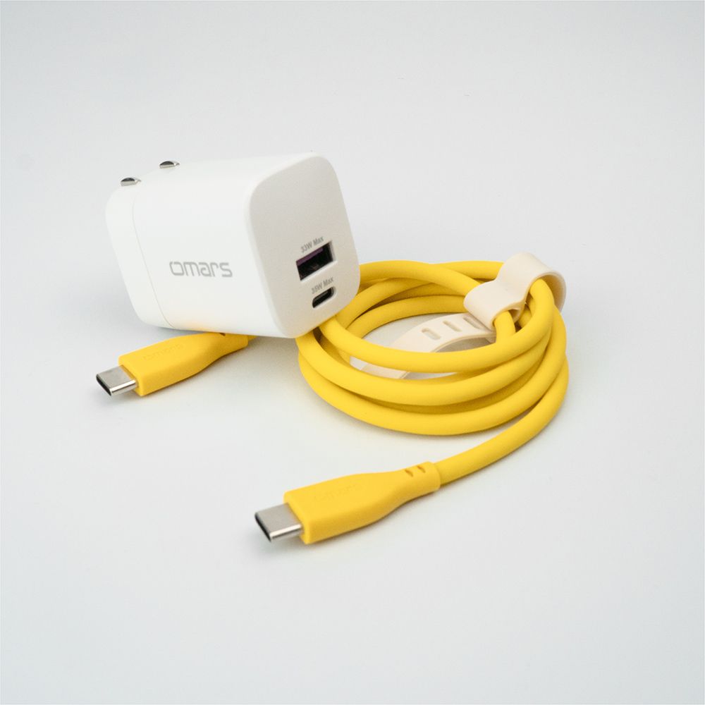  omars商品任搭滿$1599贈木質耳機Type-C+USB-A  雙孔快充搭配1M剛剛好的長度適用iphone15系列