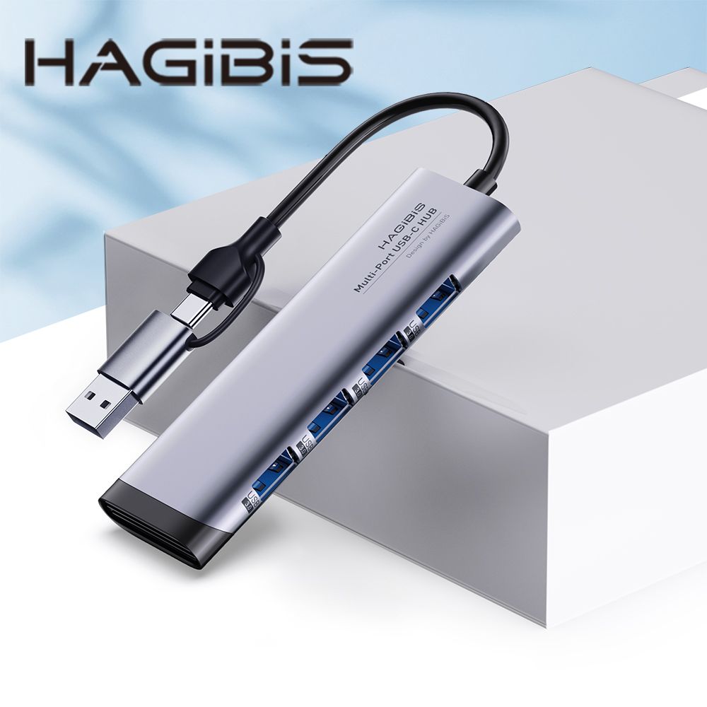 HAGiBiS 海備思 鋁合金4合1擴充器Type-C/USB雙接頭USB*4(SRT02