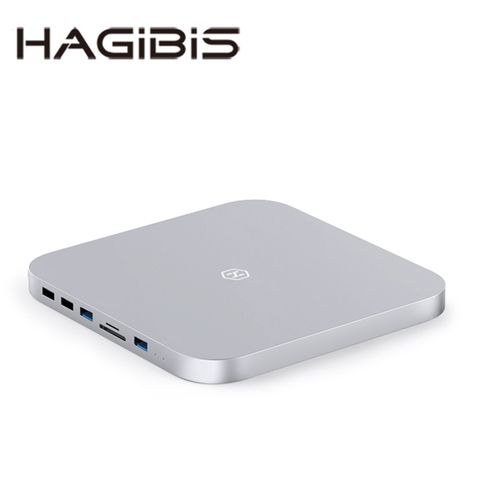 HAGiBiS鋁合金Type-C擴充器USB2.0*2+USB3.0*2+SD/TF卡槽+SATA硬碟盒(銀色)MC25-SV