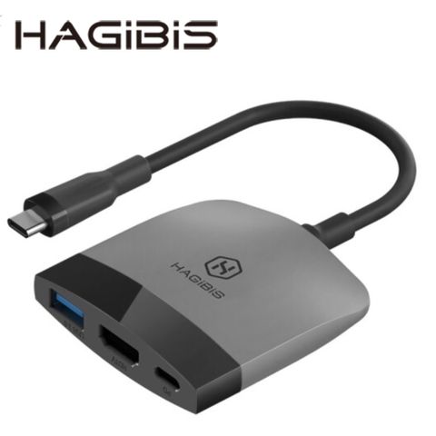HAGiBiSswitch擴充器HDMI+USB3.0+PD供電(黑灰色）SWC01-BG