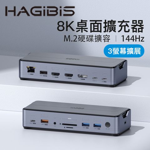 HAGiBiS 海備思 四屏異顯Type-C多功能15合1擴充器Plus(DK1403A