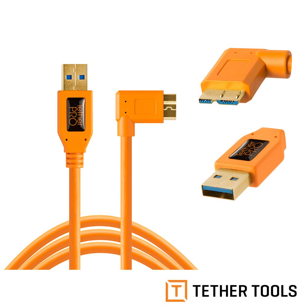 Tether Tools  CU61RT15-ORG USB3.0 轉 MicroUSB 直角 傳輸線 4.6M