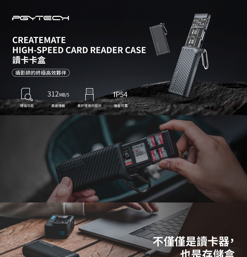 CREATEMATEHIGH-SPEED CARD READER CASE讀卡卡盒攝影師的終極高效夥伴312 MB/SIP54增強功能高速傳輸易於使用的設計安全可靠M 不僅僅是讀卡器,